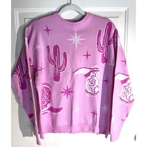 NWOT Staccato Women's SM Pink Sweater Cowgirl Rodeo Western Valentine